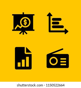 chart icon. 4 chart set with business and finance, radio, graph and report vector icons for web and mobile app