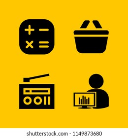 chart icon. 4 chart set with radio, business and finance and graph vector icons for web and mobile app
