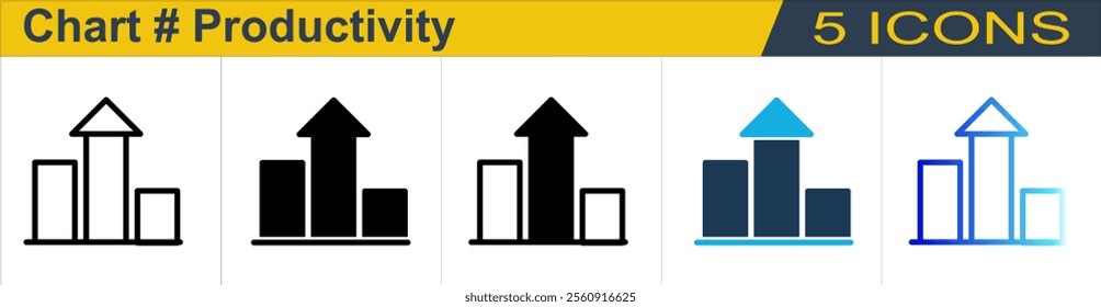 Chart icon with 5 styles (Outline, Solid, Mixed, Duo Tone and Line Gradient)