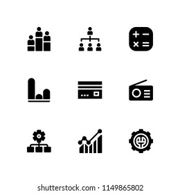 chart icon. 9 chart set with business and finance, graph, organization and radio vector icons for web and mobile app