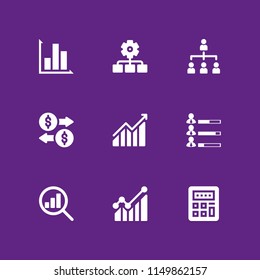 chart icon. 9 chart set with human resources data of job performance, analytics, business and finance and exchange vector icons for web and mobile app