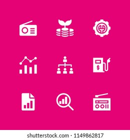 chart icon. 9 chart set with investment, business and finance, report and organization vector icons for web and mobile app