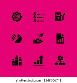 chart icon. 9 chart set with organization, business and finance, rank and pie chart vector icons for web and mobile app