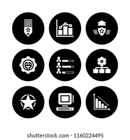 chart icon. 9 chart set with organization, report, business and finance and results vector icons for web and mobile app