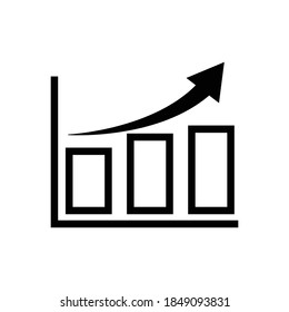 Icono de gráfico, flecha arriba, gráfico de barras. icono de estilo de línea. icono comercial. vector de plantilla de diseño