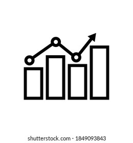 Chart icon, arrow go up, bar graph. line style icon. business icon. Design template vector