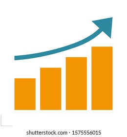 Chart icon. Bar graph. Can be used for mobile apps, web apps and printed media. Concept of growing for successful business