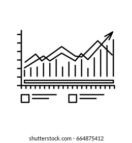 Chart icon with bars and lines. Outline symbol for web design or mobile app. Thin line sign for design logo. Isolated vector lined illustration.