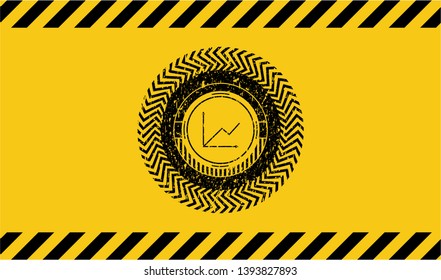 chart icon black grunge emblem, yellow warning sign. Vector Illustration. Detailed.