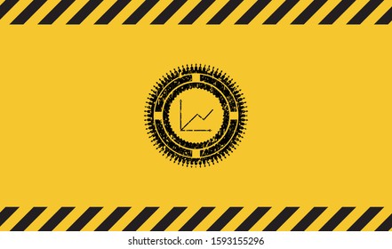 chart icon black grunge emblem inside yellow warning sign. Vector Illustration. Detailed.
