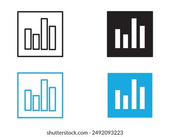 Chart icon black and white vector outline sign