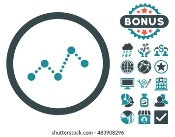Chart icon with bonus images. Vector illustration style is flat iconic bicolor symbols, soft blue colors, white background.