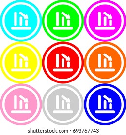 Chart icon, circle sign design with different colors