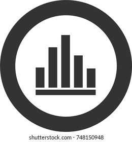 Chart icon, circular sign, finance symbol, graph vector black and white