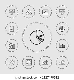 Chart icon. collection of 13 chart outline icons such as graph, structure, eye test, line graph, graph on display. editable chart icons for web and mobile.