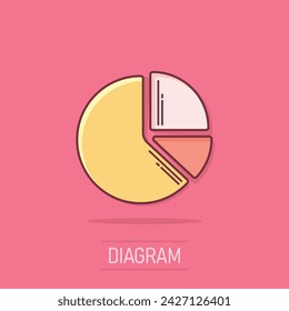 Chart icon in comic style. Diagram cartoon vector illustration on isolated background. Statistics splash effect business concept.