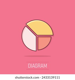 Chart icon in comic style. Diagram cartoon vector illustration on isolated background. Statistics splash effect business concept.