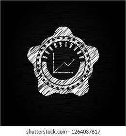 chart icon drawn chalk emblem, retro style, chalk or chalkboard texture