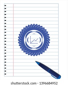 chart icon drawn with pen. Blue ink. Vector Illustration. Detailed.