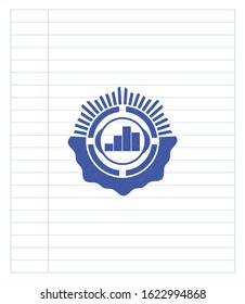 chart icon drawn with pen. Blue ink. Vector Illustration. Detailed.