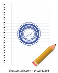 chart icon drawn with pen strokes. Blue ink. Vector Illustration. Detailed.