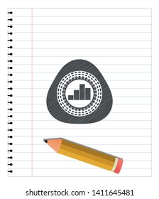 chart icon drawn in pencil. Vector Illustration. Detailed.