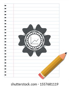 chart icon emblem draw with pencil effect. Vector Illustration. Detailed.