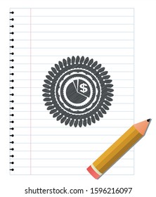 chart icon emblem draw with pencil effect. Vector Illustration. Detailed.