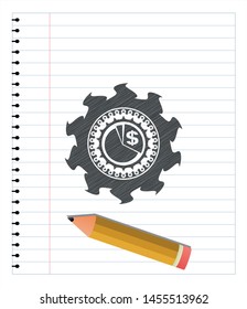 chart icon emblem drawn in pencil. Vector Illustration. Detailed.