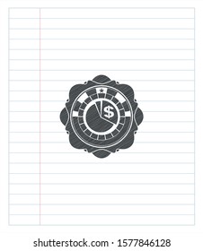 chart icon emblem with pencil effect. Vector Illustration. Detailed.