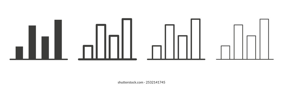 Chart icon in fill and three stroke sizes
