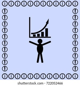 Chart up icon, finance growing vector illustration 