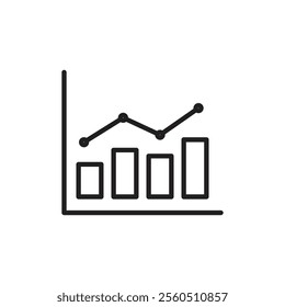 Chart icon Flat art in black and white isolated