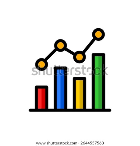 Chart Icon Flat Filled Line Style Business and Finance Vector