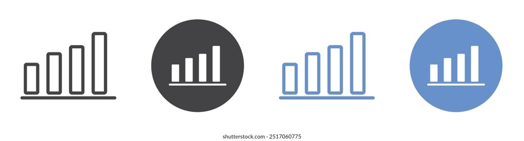 Chart icon flat line symbol set.