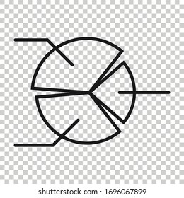 Chart icon in flat style. Diagram vector illustration on white isolated background. Statistics business concept.