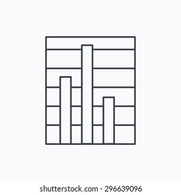 Chart icon. Graph diagram sign. Demand reduction symbol. Linear outline icon on white background. Vector