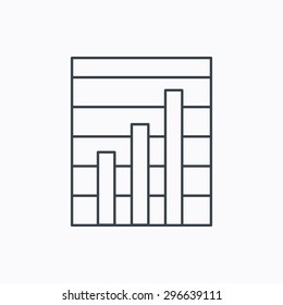 Chart icon. Graph diagram sign. Demand growth symbol. Linear outline icon on white background. Vector