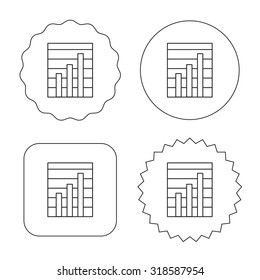 Chart icon. Graph diagram sign. Demand growth symbol. Flat circle, star and emblem buttons. Labels design. Vector