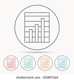 Chart icon. Graph diagram sign. Demand growth symbol. Linear circle icons.