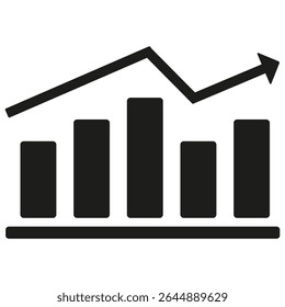 Chart icon. Growth bar symbol. Financial progress shape. Vector business illustration.