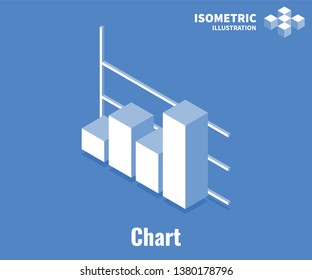 Chart icon. Growth diagram, business infographics. Vector 3D illustration isolated on blue background.