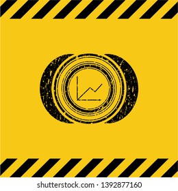 chart icon grunge warning sign emblem. Vector Illustration. Detailed.