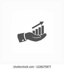 chart icon with hand,. icon. Vector Eps 10