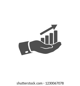 chart icon with hand,. icon. Vector Eps 10