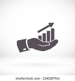 chart icon with hand,. icon. Vector Eps 10