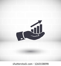 chart icon with hand,. icon. Vector Eps 10