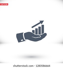 chart icon with hand,. icon. Vector Eps 10