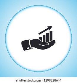 chart icon with hand,. icon. Vector Eps 10