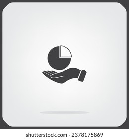 chart icon with hand, vector illustration. Flat design style